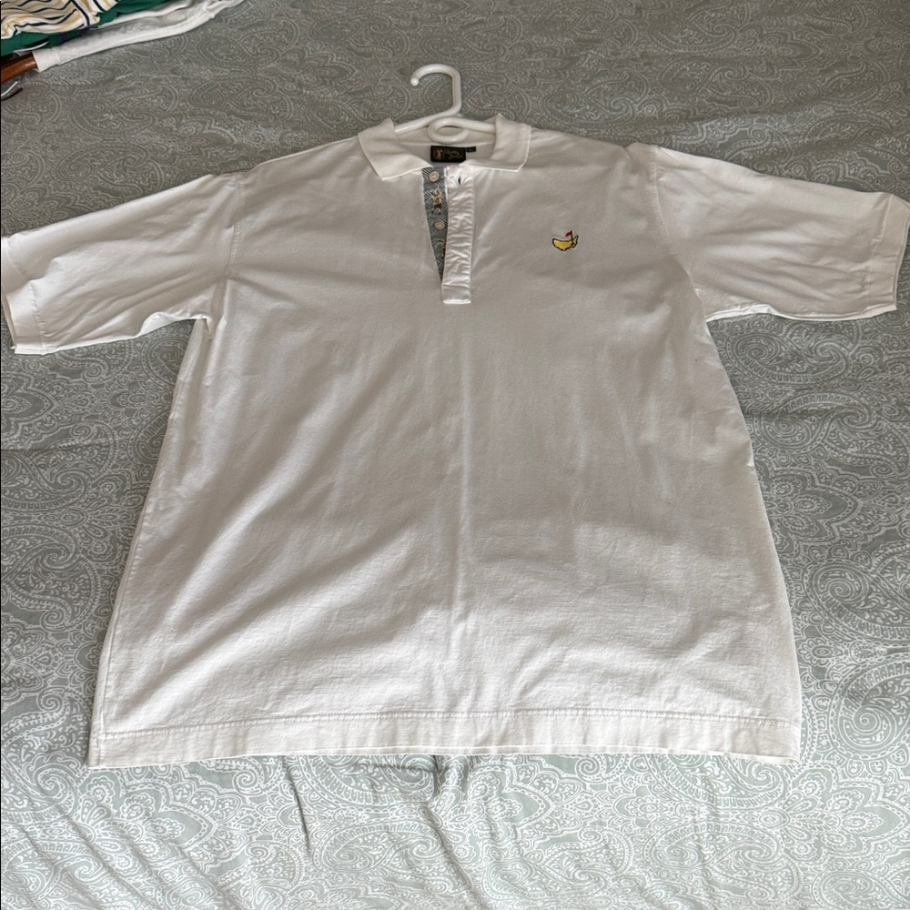 Bobby Jones White Polo with Small Masters Tournament logo Embroidery